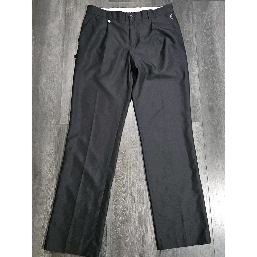 Golfino Tech Golf Pants Men 33x31 Black Pleated Performance‎ Preppy Office Smart